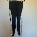 Terez  Silver Racer Metallic Athletic Leggings with Mesh Detailing Photo 1