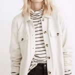 Madewell  Brushed Cotton Button Up Cream Shacket Sweater Over Jacket Photo 0