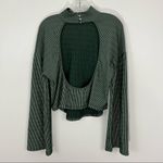 Free People Beach Flare Sleeve Mock Neck Striped Top Large Green Photo 4