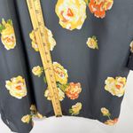 Loft Floral Shift Dress Womens Medium Gray Long Sleeve Dark Feminine Preppy Photo 3
