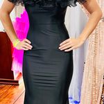 Boutique Gorgeous Black Maxi Dress With Mesh Ruffle Around Top Photo 0