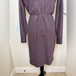 Pinkblush Maternity Metallic Faux Wrap Purple & Black Dress Size Medium Photo 12