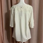 Style & Co . Cream Short Sleeve Embroidered V-Neck Top - Xlarge Photo 1