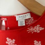 Ghost London red and white floral tie sleeve, short sleeve midi dress S Photo 4