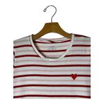J.Crew  Shirt‎ Women Small White Red Striped Embroidered Heart Collector Tee Photo 4