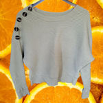 Poof! Poof Light Green Ribbed‎ Sweater with Shoulder Button Size Large Photo 0