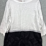 J.Jill Love Linen Shirt Top L Tall White Black Color Block 100% Linen Lagenlook Photo 0
