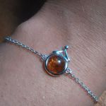 Baltic Amber Round Stone Sterling Silver Bracelet (6 Inch) Photo 0