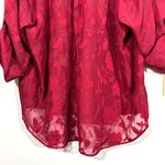 Torrid Harper Chiffon Red Sheer Floral 3/4 Sleeve Blouse Photo 8