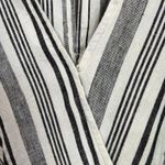 American Eagle Striped Wide Leg Jumpsuit Belted V Neck Cotton Linen Blend Sz M Photo 8