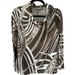 Chico's Women's Caity Swirly Artsy Design Cowl Neck Sweater Trendy Earth Tones 4 Photo 0