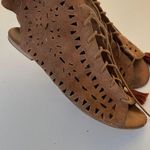 Matisse x Ascot Friday Boheme Moccasin Fringe Cut Out Brown Suede Sandals Tan 7 Photo 6