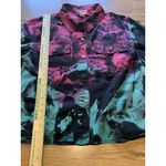 H&J Women Size 1X Water Color Print Denim Jean Jacket Artsy Buttons Cotton City Photo 6