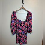 ZARA  | BLOGGER‎ FAVE Floral Print Belted Puff Sleeve Square Neck Mini Dress Photo 2