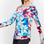 Talbots Brush Floral Tropical Sweatshirt Cotton Blend UPF 50+ Bright Size L Photo 4