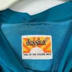 Vintage 1970s Jessica of the Golden West Teal Dress Western Fringe Size Medium Blue Photo 5