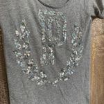 PINK - Victoria's Secret Y2K  Gray Holographic Sequin Bling Crest T Shirt XS Photo 2