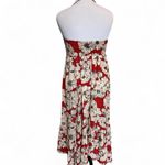 Free People  intimately red and cream Floral halter tiered maxi dress sz S Photo 4