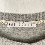 Potters Pot Gray Marled V Neck Lace Trim Long Sleeve Soft Knit Sweater Top M Size M Photo 4