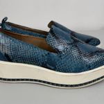 Karl Lagerfeld  Brea Blue Snakeskin Print Slip On Platform Shoes Size 6.5 Photo 0