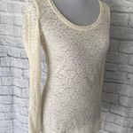 EXPRESS women S scoopneck long sleeve lace fitted blouse white Photo 3