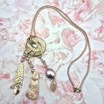 None Rose Gold Tone & Pink Long Statement Necklace Dangle Pendants 30" Boho Photo 9