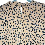 None Women’s Casual Leopard Print Cap Sleeve Ruffle Neck Loose Babydoll Shirt Photo 8