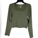 Derek Heart PLANET HEART- Lace-Trimmed Square-Neck Seamless Top green large NWT Photo 0