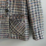 The Fold Kingswood Tweed Double Breasted Fringe Detail Blazer Jacket US 10 UK 14 Blue Photo 8