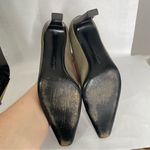 Salvatore Ferragamo Vintage 90s Ferragamo Cap Toe Black Gold Heels Leather Pumps Size 10B Photo 6
