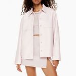 Aritzia Sunday Best Gabby Shirt Jacket Vegan Leather Shirt Jacket Pink Photo 0