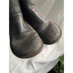 UGG  Leather Ankle Shearling Lined Black Boots Cozy Round Toe 7 Scandi Heritage Photo 4