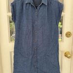 Old Navy  Women Denim Cotton S/S Button Down Shirt Dress Sz Med Dark Blue Wash J1 Photo 5