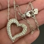 Swavorski SWAROVSKI Swan Signed Rhodium Plated Open Heart Pave Crystal Pendant Necklace 5g Photo 1