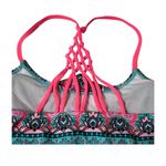 Boho Paisley Print Swim Bikini Top Braided Strappy Back‎ Pink Details Cute Size L Photo 3
