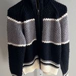 We The Free Free People  Striped Chunky Knit Zip Up Sweater NWT $228 Photo 0