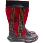 Born Tizoc Indain Blanket Mid Calf Boots Leather Wool Men 8 Women 6.5 Brown Photo 0