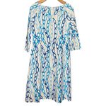 J. McLaughlin  Women’s Size S White Blue Chain Link Catalina 3/4 Sleeve Dress Photo 1