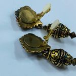 Gold Brass Color Clip On Earrings Boho Textured Metal (has discolored spot) Photo 12