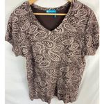 Fresh Produce  Patterned Print Short Sleeve V Neck Top Size 1X Photo 0