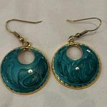 Elegant Gold and Teal Swirl Earrings Green Photo 0
