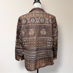 Coldwater Creek W18 Brown Embroidered Beaded Jacket Boho Artsy Open Front Blazer Photo 2