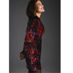 Maeve Anthropologie Cowl-Neck Velvet Dress Mini Floral Black Motif Size Small Photo 2