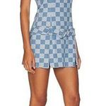 Amanda Uprichard NEW NWT  Rossi Romper Dress In Checkerboard Denim Blue Photo 1
