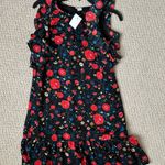J.Crew Flutter Sleeve Floral Dress Red Black Photo 4