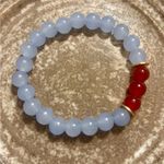 NWT Powder Blue and Red glass Beaded Bracelet Photo 1