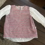ZARA Combined Contrasting Tweed
Top With Poplin Sleeves size-XS Photo 1