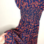 Slate + Willow Navy Smocked Waist Red Orange Printed Florals Dress Size XS Photo 6