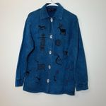 VTG 1990s BFOFO Tribal Canadian Koppipeli Blue‎ Native Cotton Shirt Jacket S Blue Photo 0