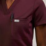 FIGS  Sona FORMx Slim V-Neck Scrub Top in Burgundy, Size X-Small Photo 3